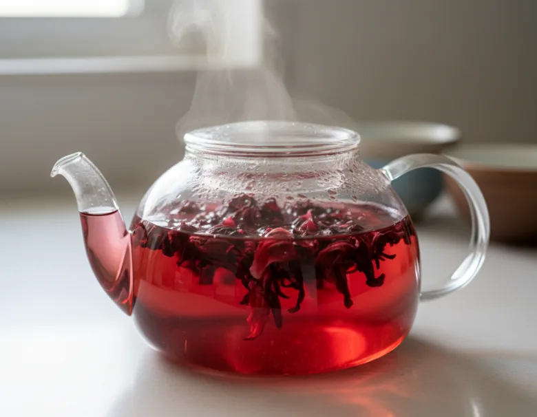 Hibiscus tea in teapot