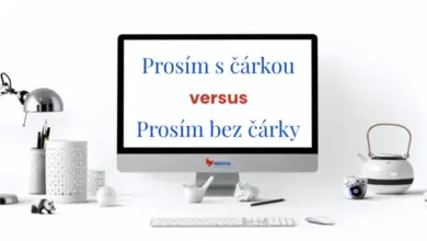 Monitor ukazuje českou interpunkční pravidla pro slovo prosím s čárkou.