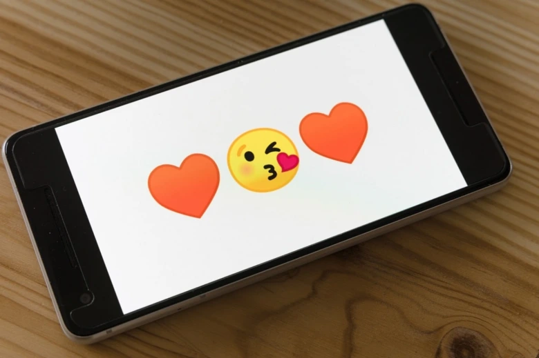 Smartphone with emojis on screen