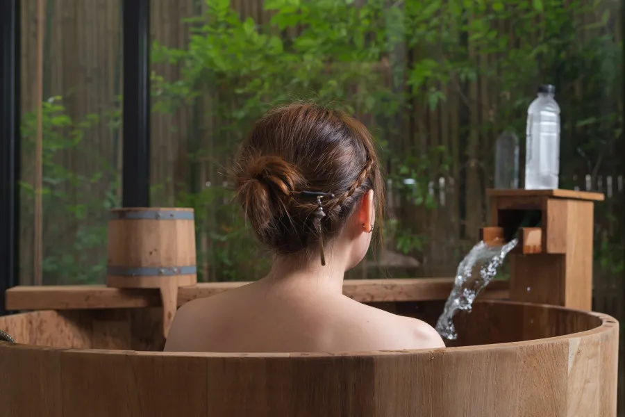 Woman in ofuro bath