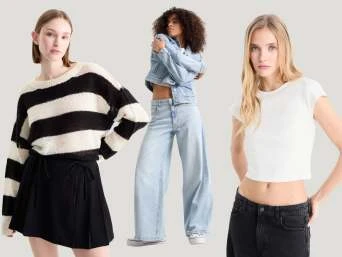 Tři ženy v módních stylech oblečení pro rok 20.