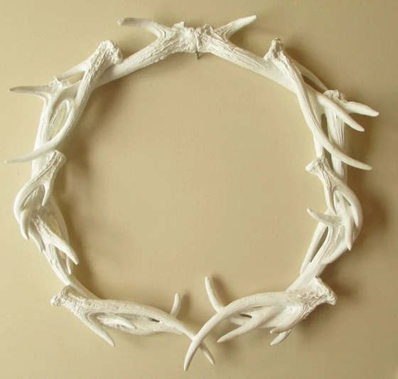Antler wreath on wall