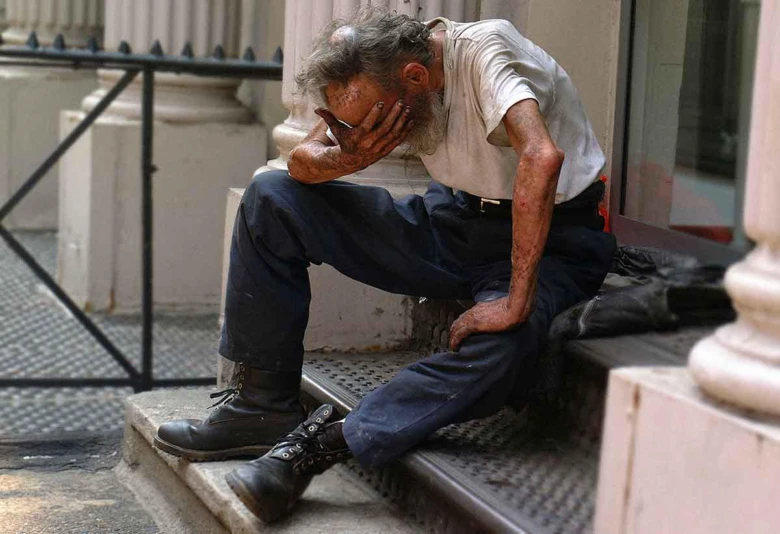 Lonely homeless man