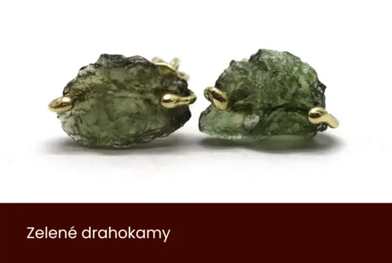 Green gemstones in settings