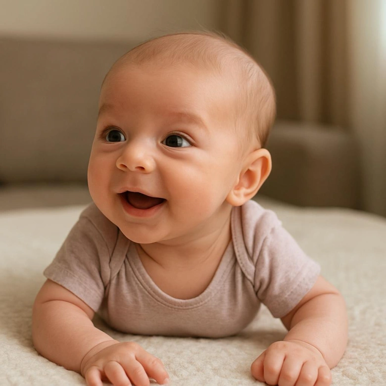 Happy baby crawling