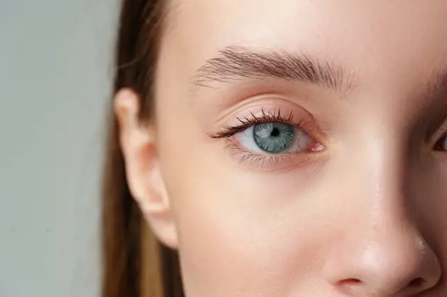 Woman's blue eye close-up