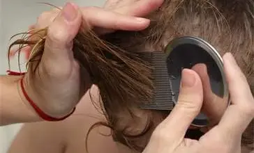Ruční odstranění vší z vlasů hřebenem s jemnými zuby.