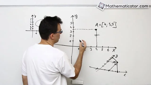 Muž kreslí graf kužele na tabuli pro geometrické příklady.