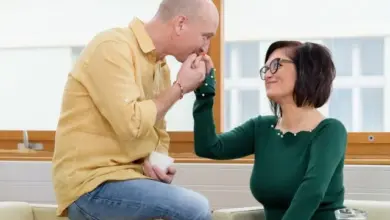 Couple feeding each other food